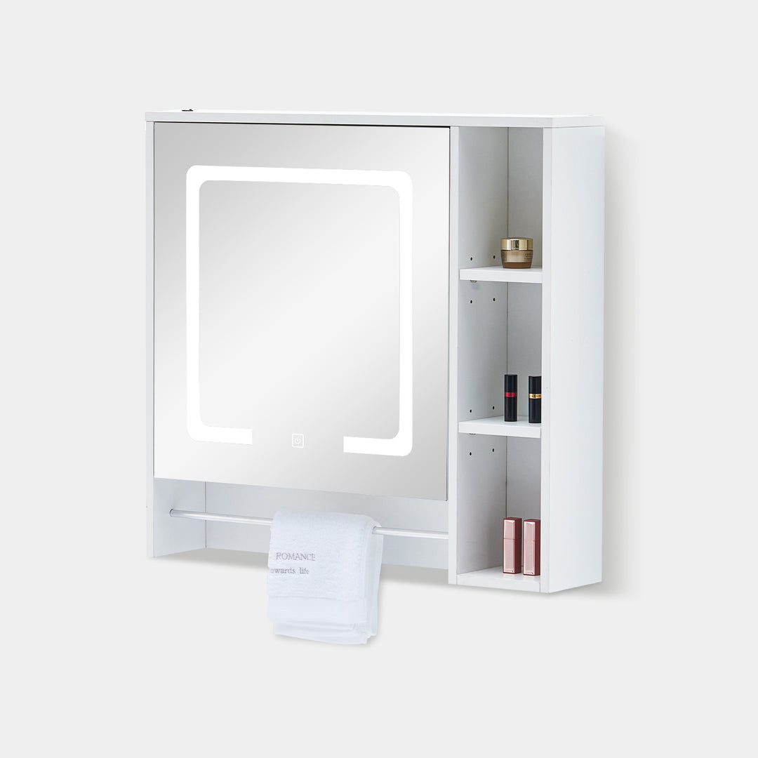 Tavion Bathroom Mirror Cabinet with Lights [1 Door+3 Shelves]