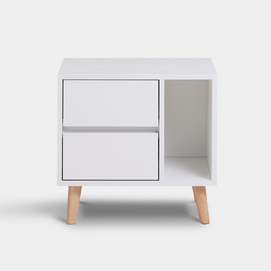 Andru Modern White Wood Bedside Table