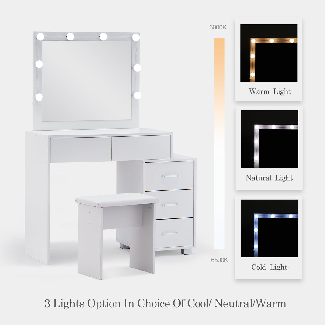 Aurora LED Lights Vanity Dressing Table Set [Stool Included]