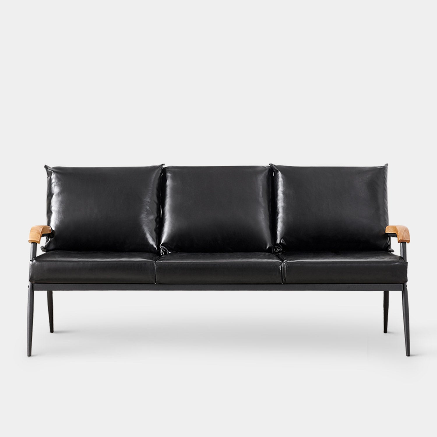 Black leather mid clearance century sofa
