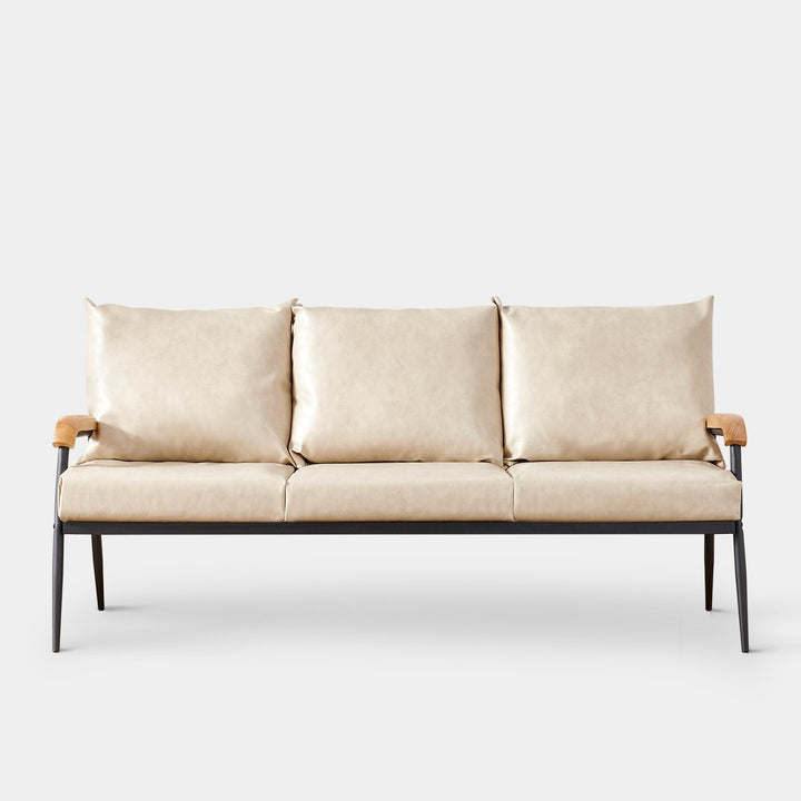 Mid-Century Modern 3-Seater Sofa [Cream White]