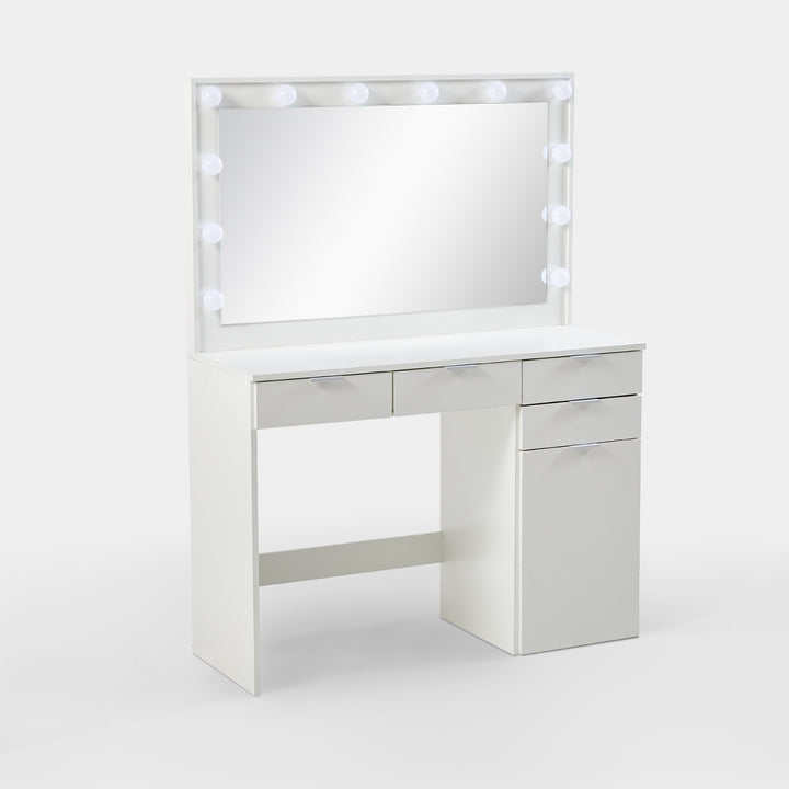Hollywood White Dressing Table Set [4 Drawers]
