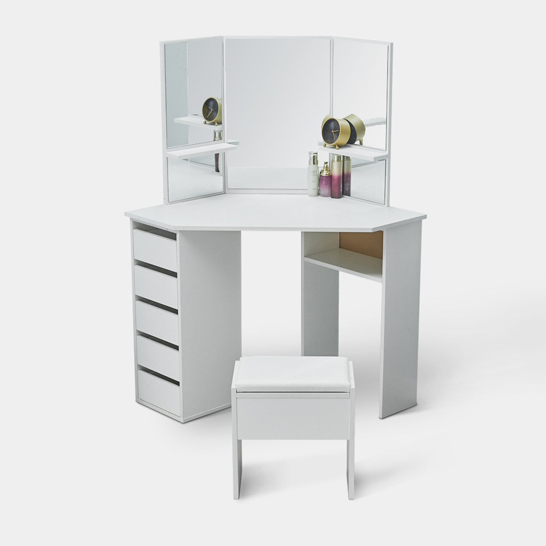 Roze Corner Dressing Table [Stool Included]