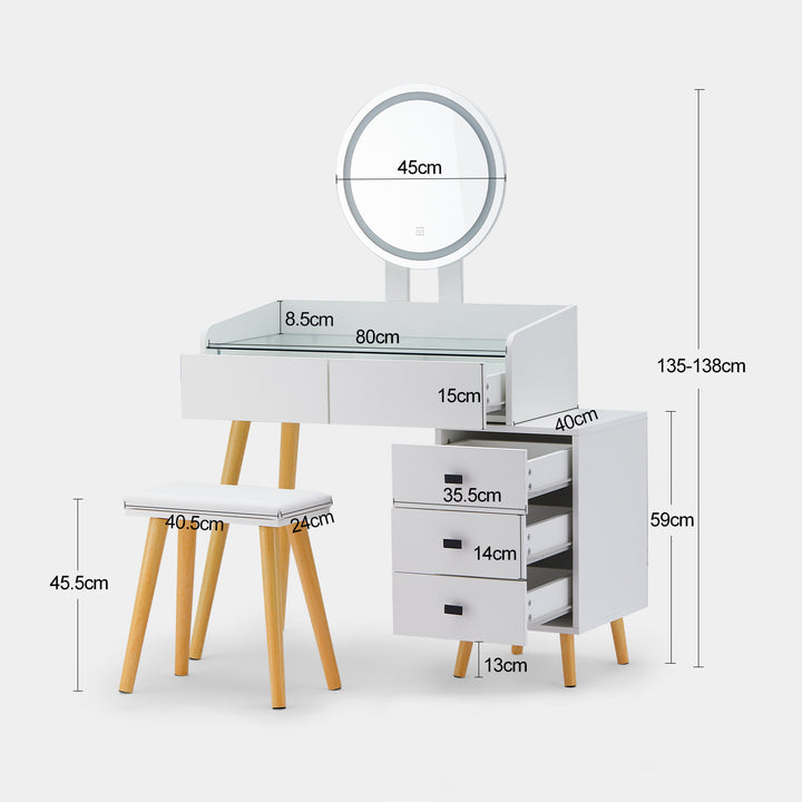 Marilee Smart LED Touch Vanity Dressing Table Set
