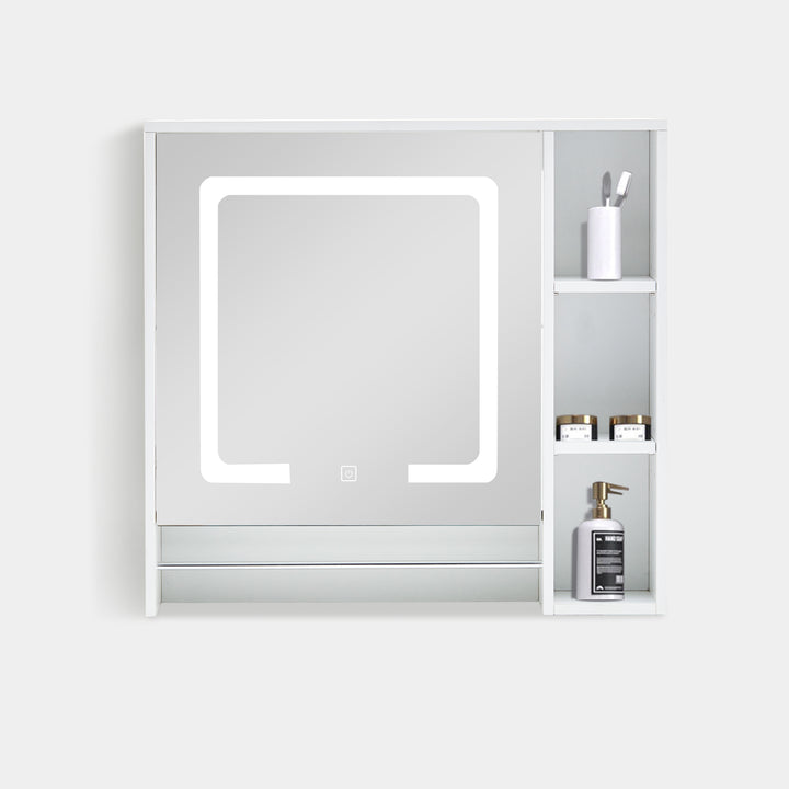 Tavion Bathroom Mirror Cabinet with Lights [1 Door+3 Shelves]