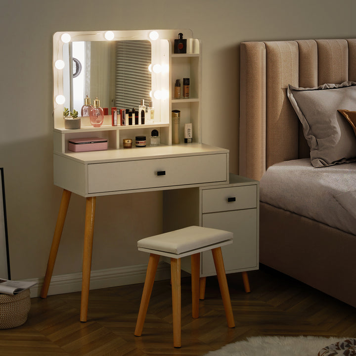 Aichele LED Lights Vanity Dressing Table Set [Stool Included]