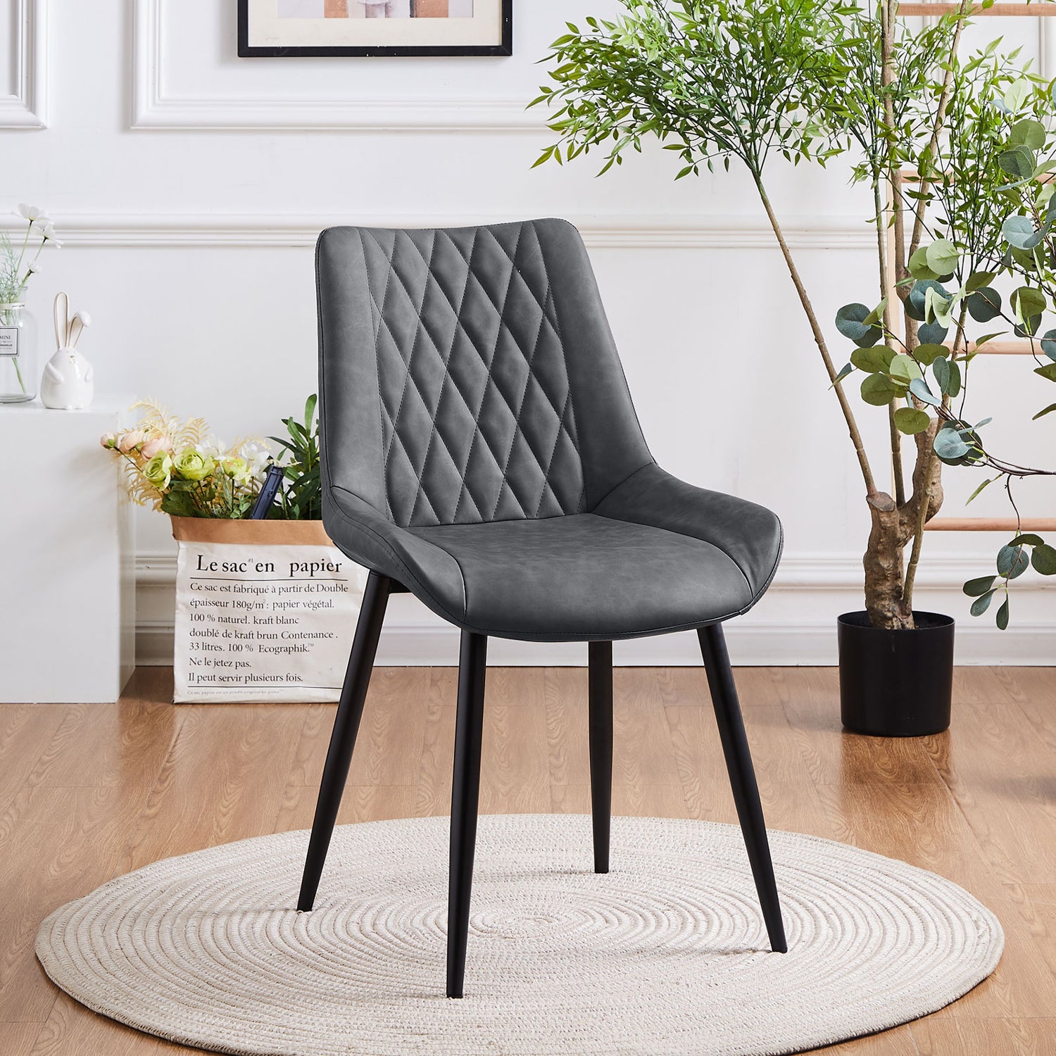Faux leather 2025 upholstered dining chair