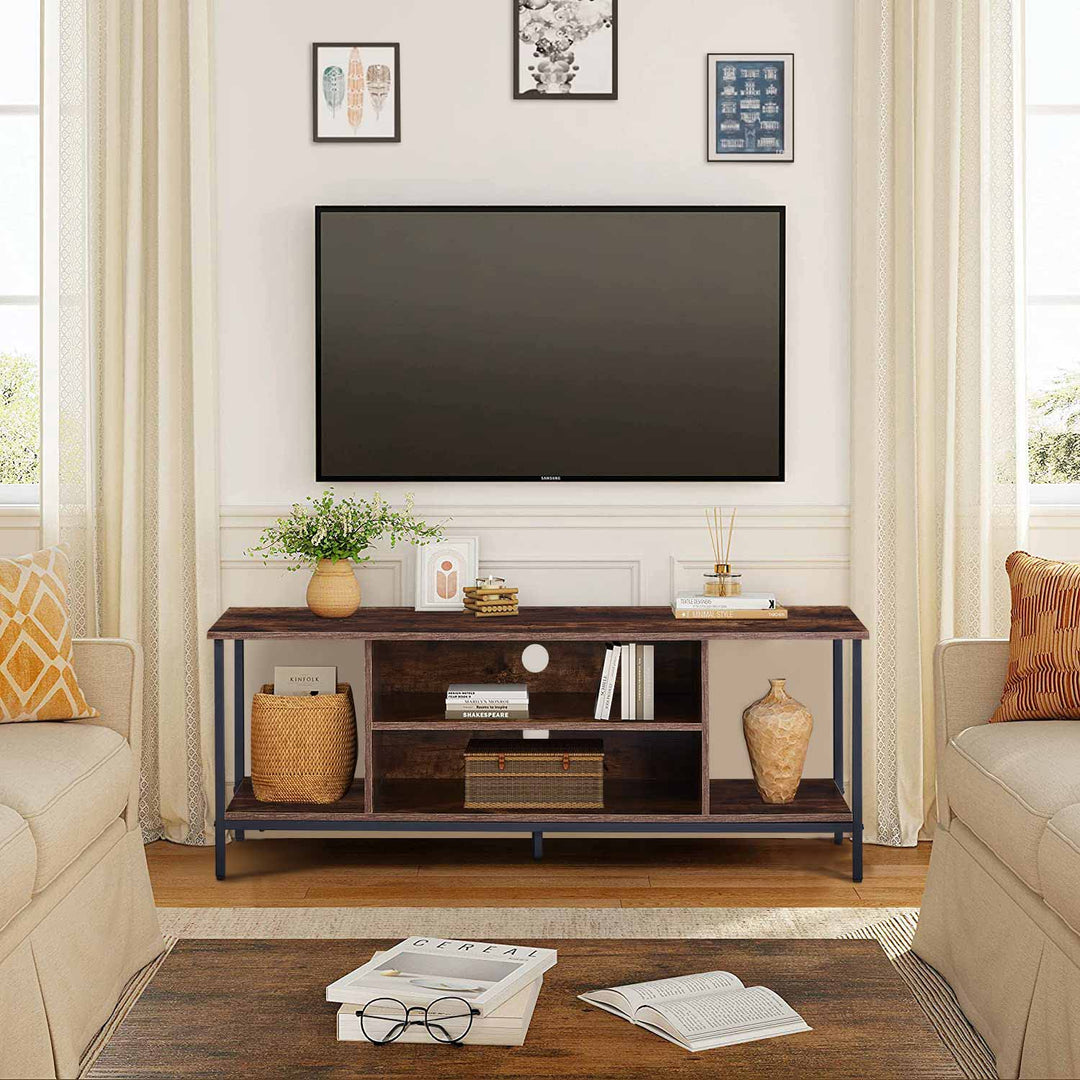 Mendez Rustic Smoked Oak Pattern TV Stand [for TVs up to 60"]