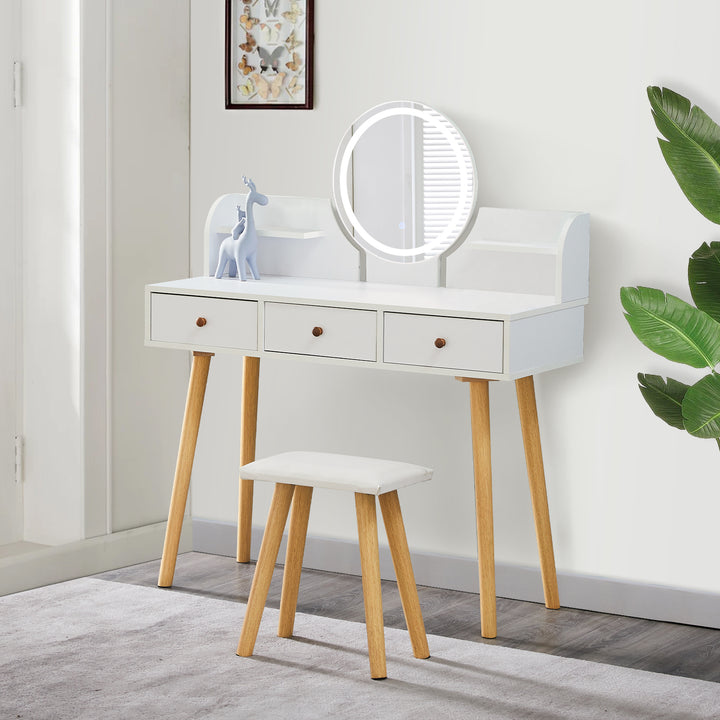 Sasja Intelligent Dimming Mirror Makeup Vanity Table Set