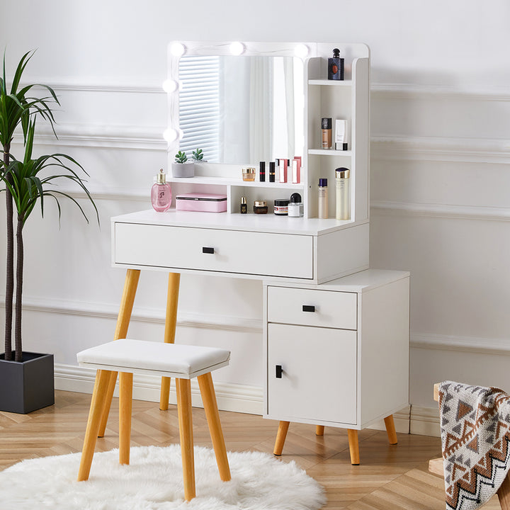 Aichele LED Lights Vanity Dressing Table Set [Stool Included]