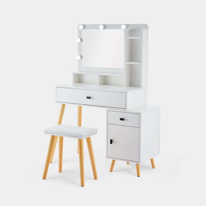 Aichele LED Lights Vanity Dressing Table Set [Stool Included]