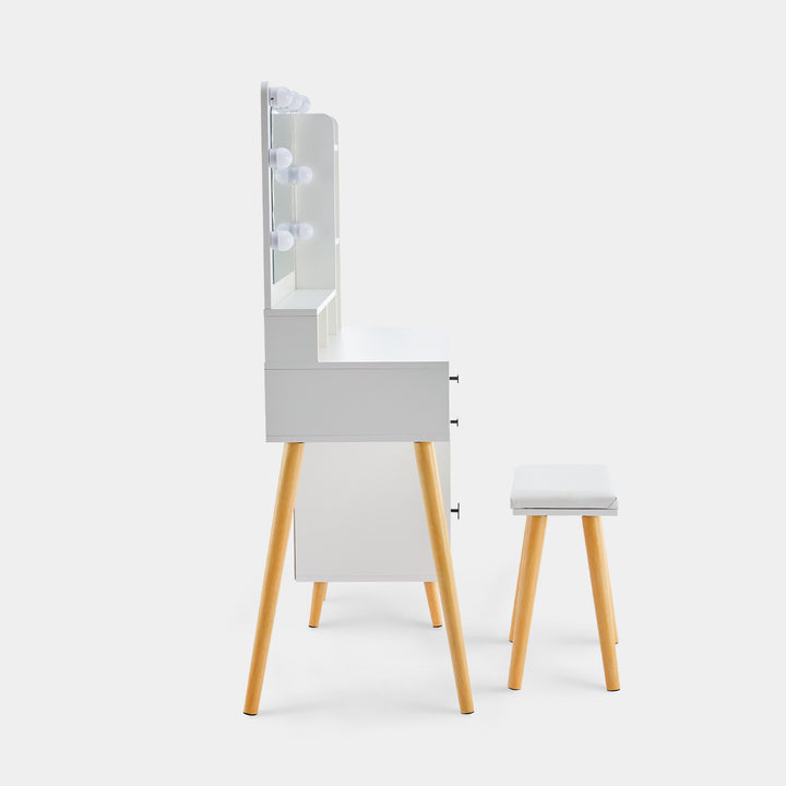 Aichele LED Lights Vanity Dressing Table Set [Stool Included]