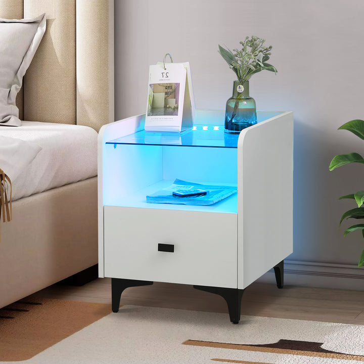 Aidan Smart LED Bedside Nightstand [USB Port]