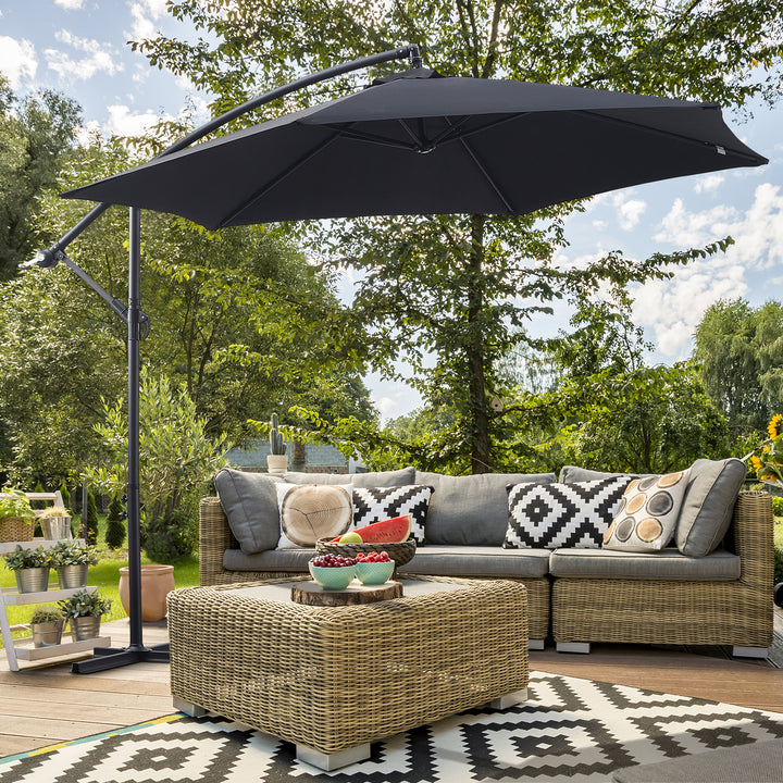 Barbara Cantilever Parasol Umbrella [3m] [Black]