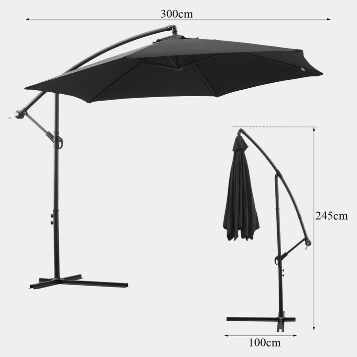Barbara Cantilever Parasol Umbrella [3m] [Black]