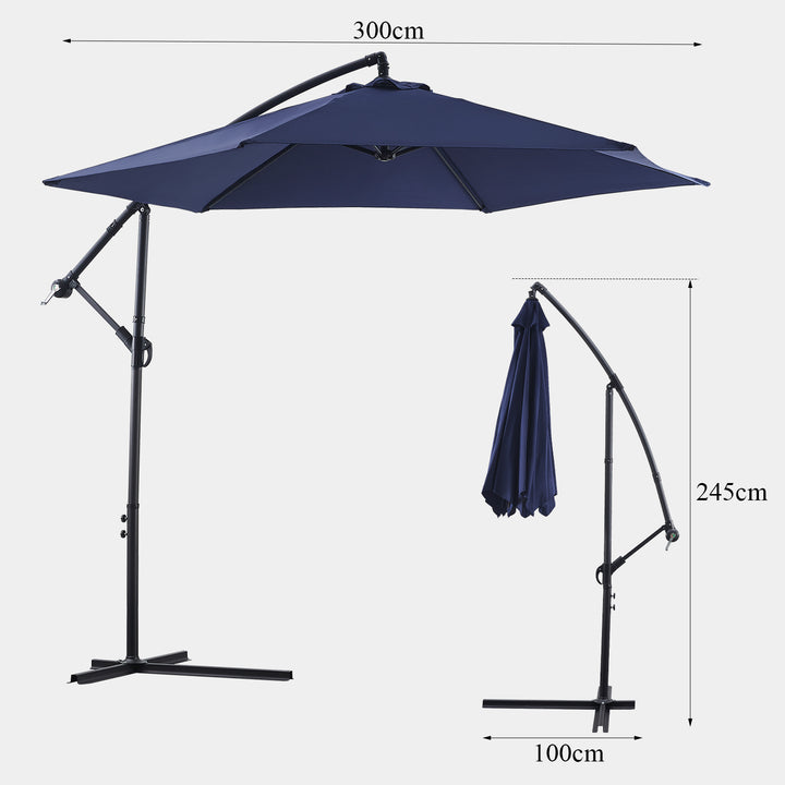 Barbara Cantilever Parasol Umbrella [3m] [Dark Blue]