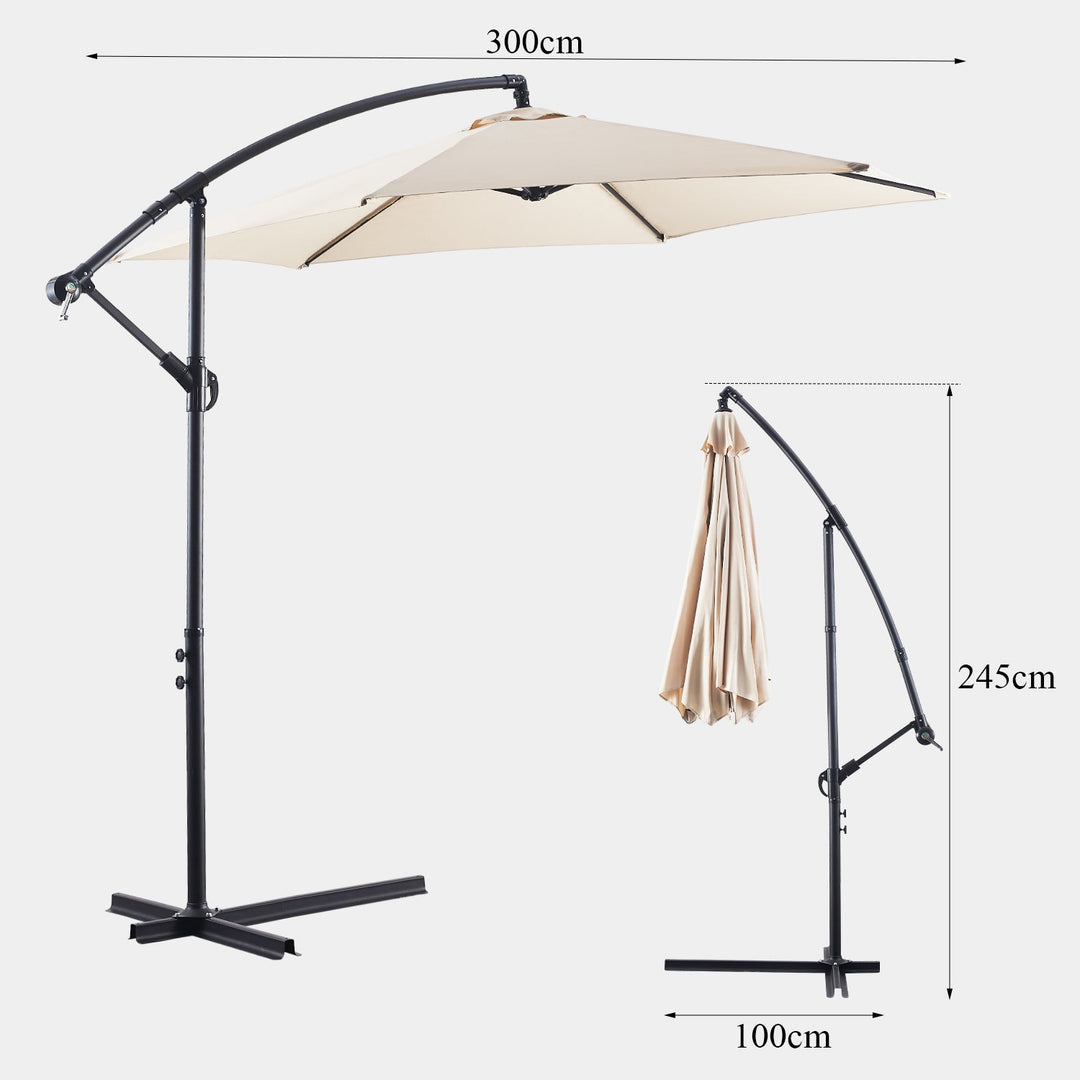 Barbara Cantilever Parasol Umbrella [3m] [Beige]