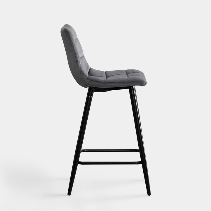 Christie Velvet Bar Stools with Backs Black Legs | CLIPOP