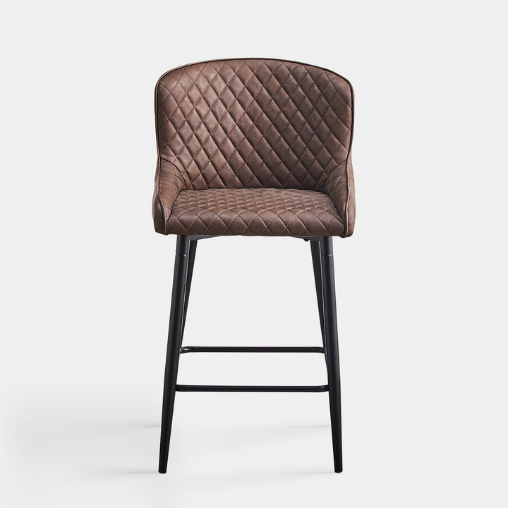 Set of 2 Dundas Luxury Leather Kitchen Bar Stools with Backs | CLIPOP