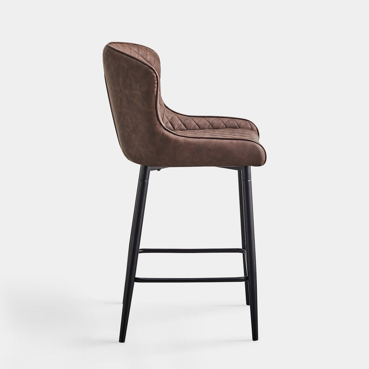 Set of 2 Dundas Luxury Leather Kitchen Bar Stools with Backs | CLIPOP