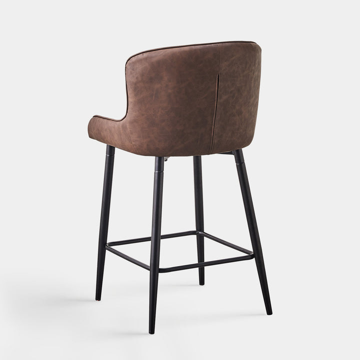 Set of 2 Dundas Luxury Leather Kitchen Bar Stools with Backs | CLIPOP