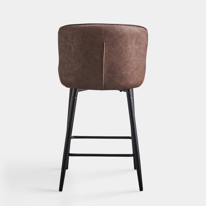 Set of 2 Dundas Luxury Leather Kitchen Bar Stools with Backs | CLIPOP