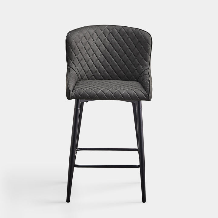 Set of 2 Dundas Luxury Leather Kitchen Bar Stools with Backs | CLIPOP