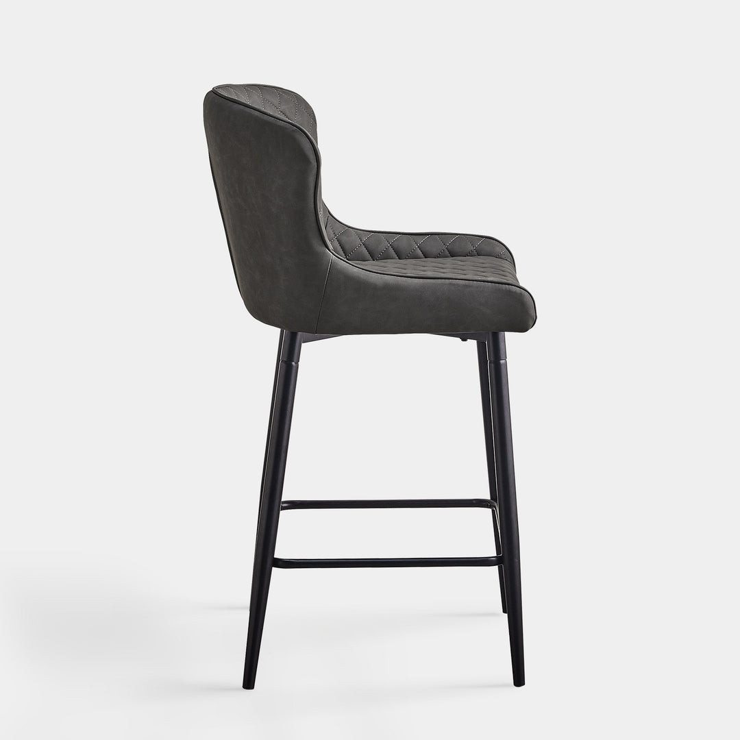Set of 2 Dundas Luxury Leather Kitchen Bar Stools with Backs | CLIPOP