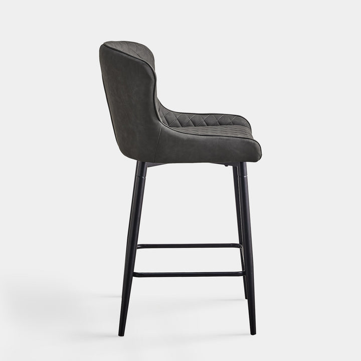 Set of 2 Dundas Luxury Leather Kitchen Bar Stools with Backs | CLIPOP