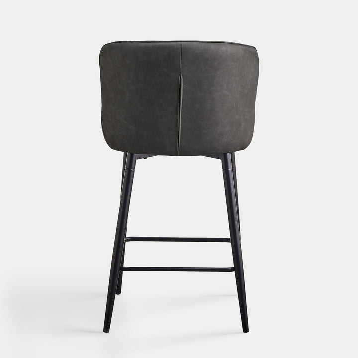 Set of 2 Dundas Luxury Leather Kitchen Bar Stools with Backs | CLIPOP