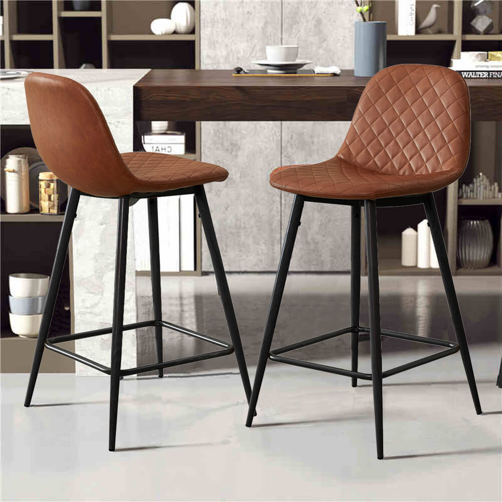 Murray Faux Leather Kitchen Bar Stools with Backs | CLIPOP