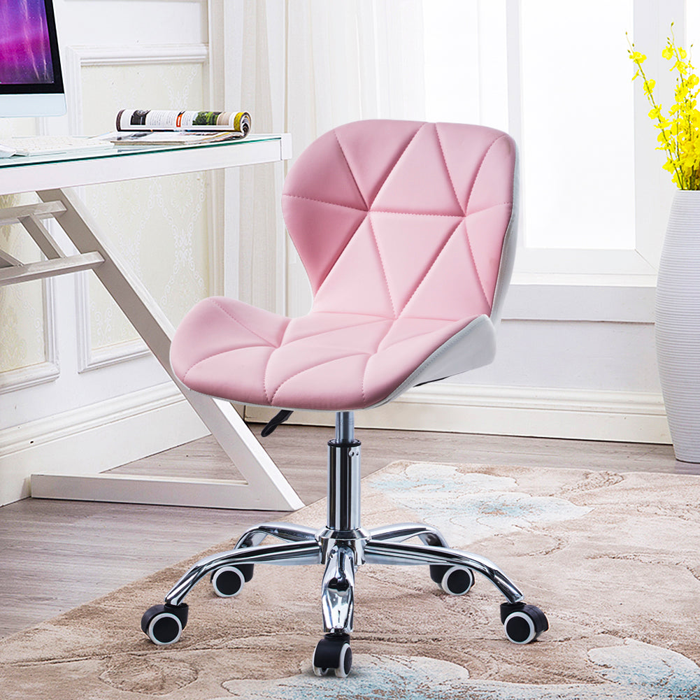 Pink Adjustable Swivel Home Office Desk Chair Leather Seat | CLIPOP