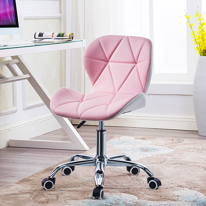 Pink Adjustable Swivel Home Office Desk Chair Leather Seat | CLIPOP