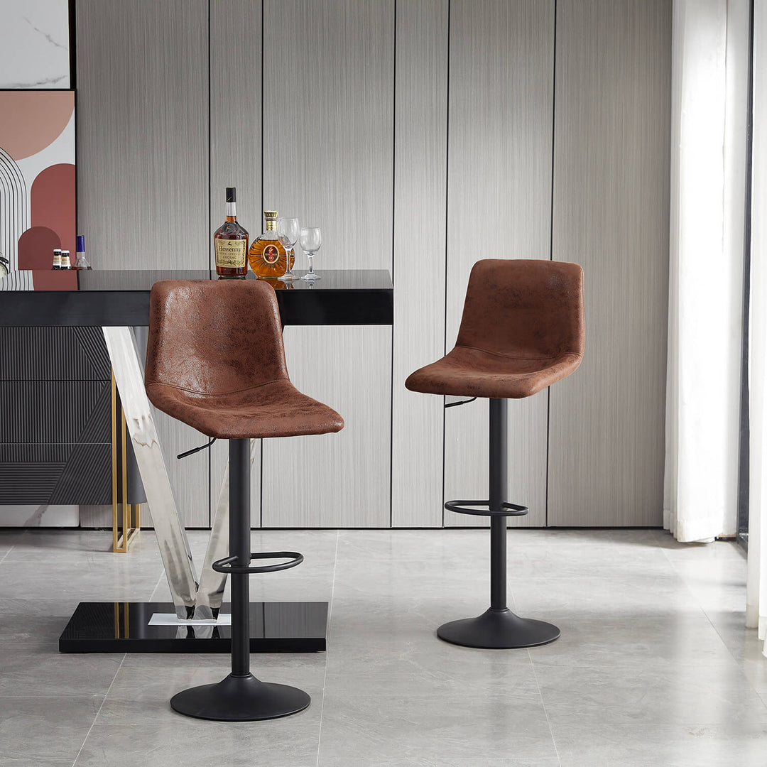 Set of 2 Rhodes Adjustable Faux Leather Kitchen Counter Bar Stools with Backs | CLIPOP