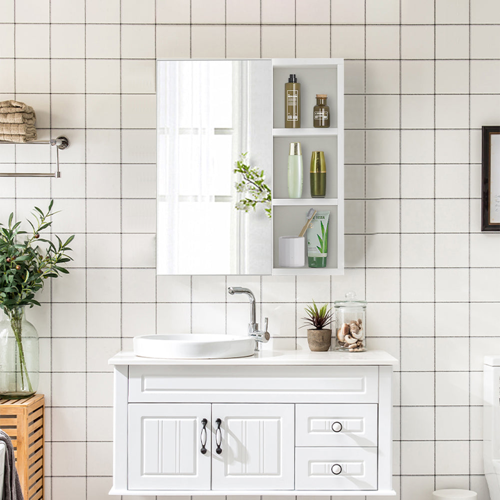 Clipop Small Bathroom Vanity Mirror 3 Shelves Storage Wall Mounted