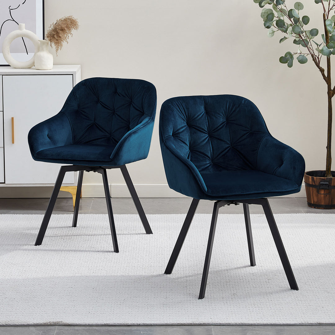 Garvies Swivel Dining Chairs [Velvet][Set of 2]