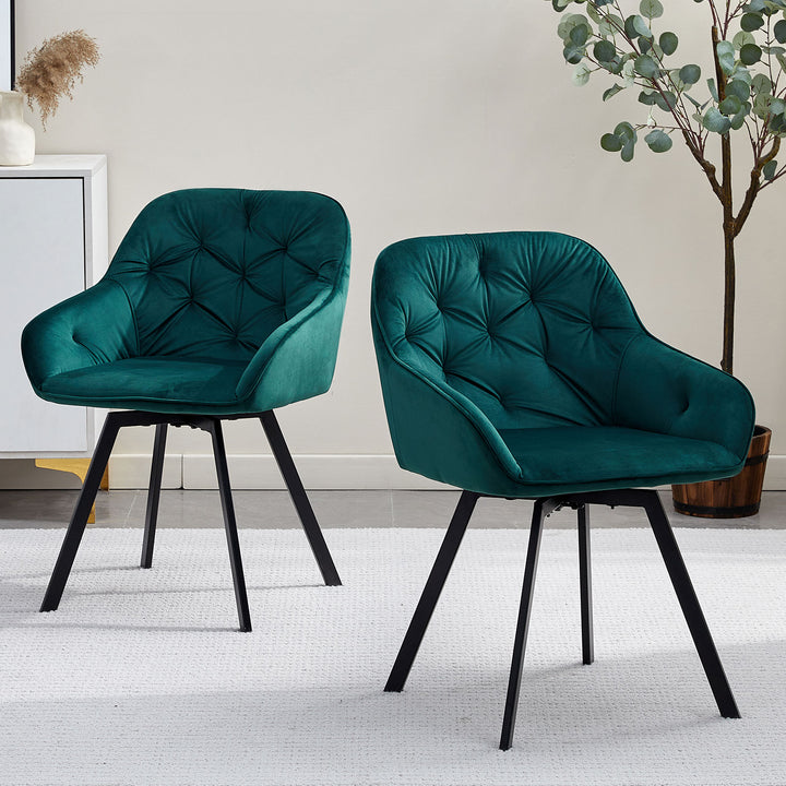 Garvies Swivel Dining Chairs [Velvet][Set of 2]