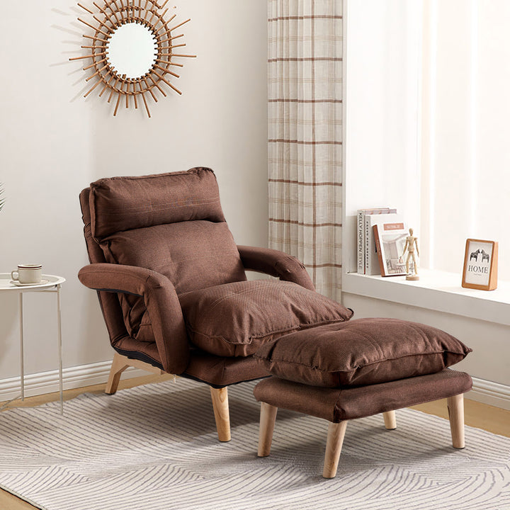 Hina Reclining Reading Chair Functional Armchair with Ottoman