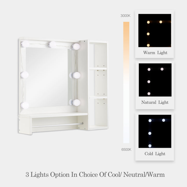 Hollywood Bathroom Mirror Cabinet with Lights [3 Shelves]