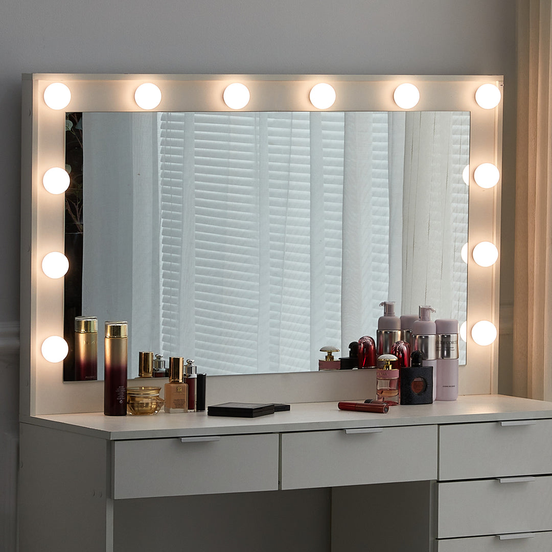 Hollywood White Dressing Table Set [4 Drawers]