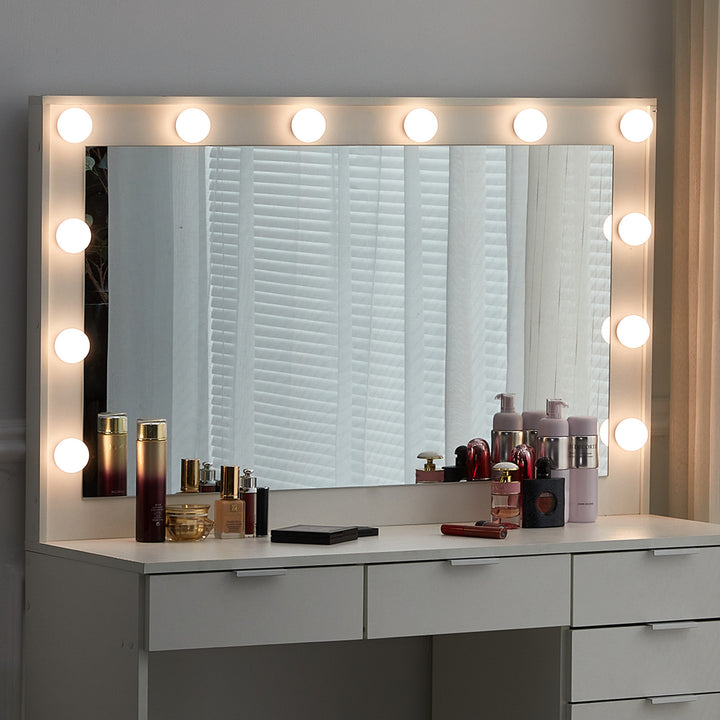 Hollywood White Dressing Table Set [4 Drawers]