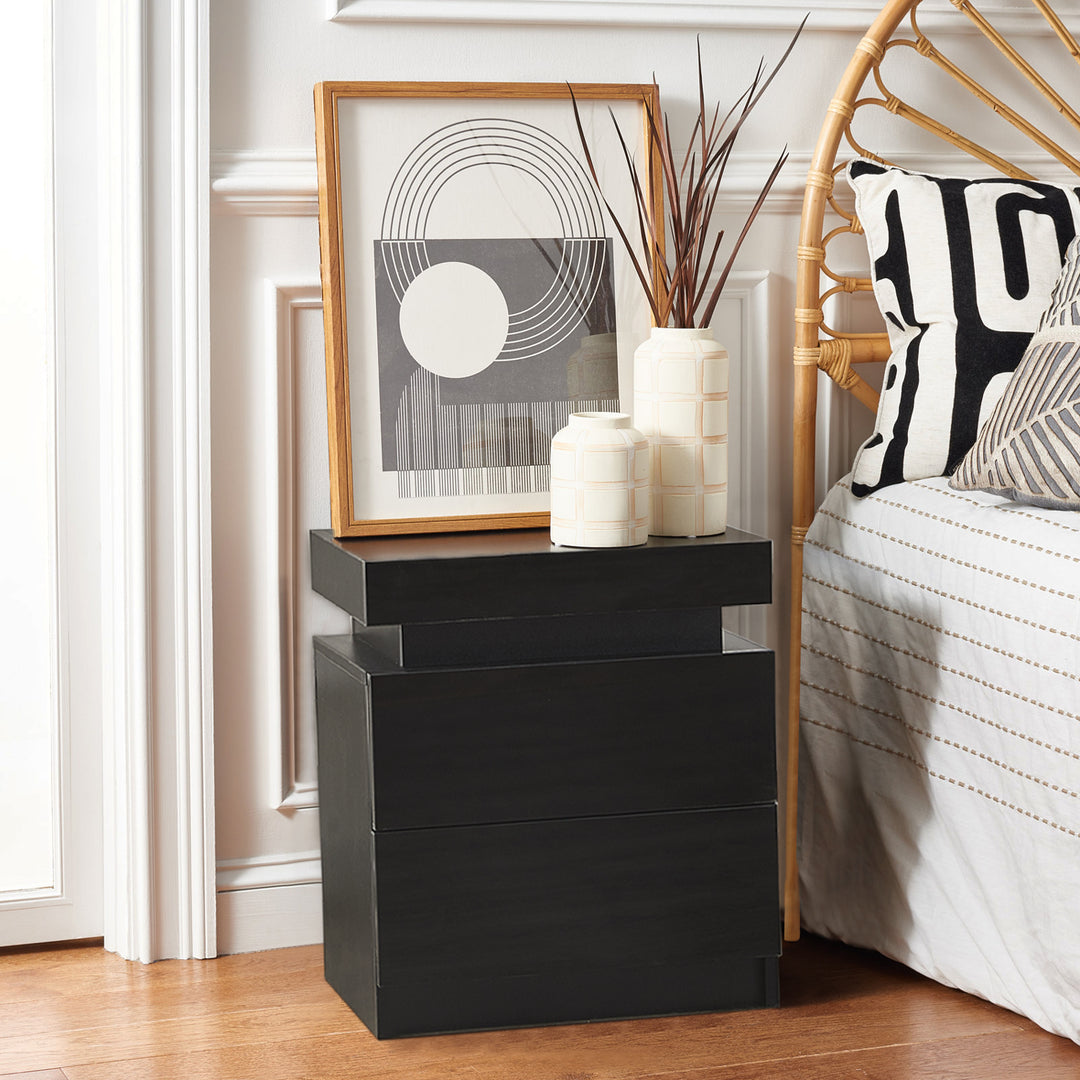 Kumar LED Light Bedside Table [2 Drawers][Nightstand]