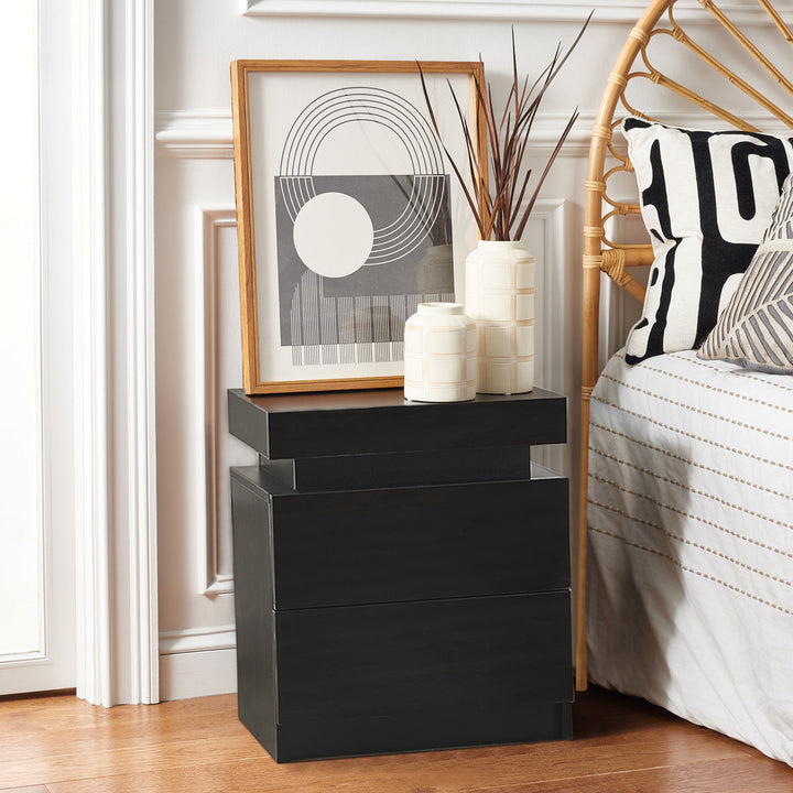 Kumar LED Light Bedside Table [2 Drawers][Nightstand]