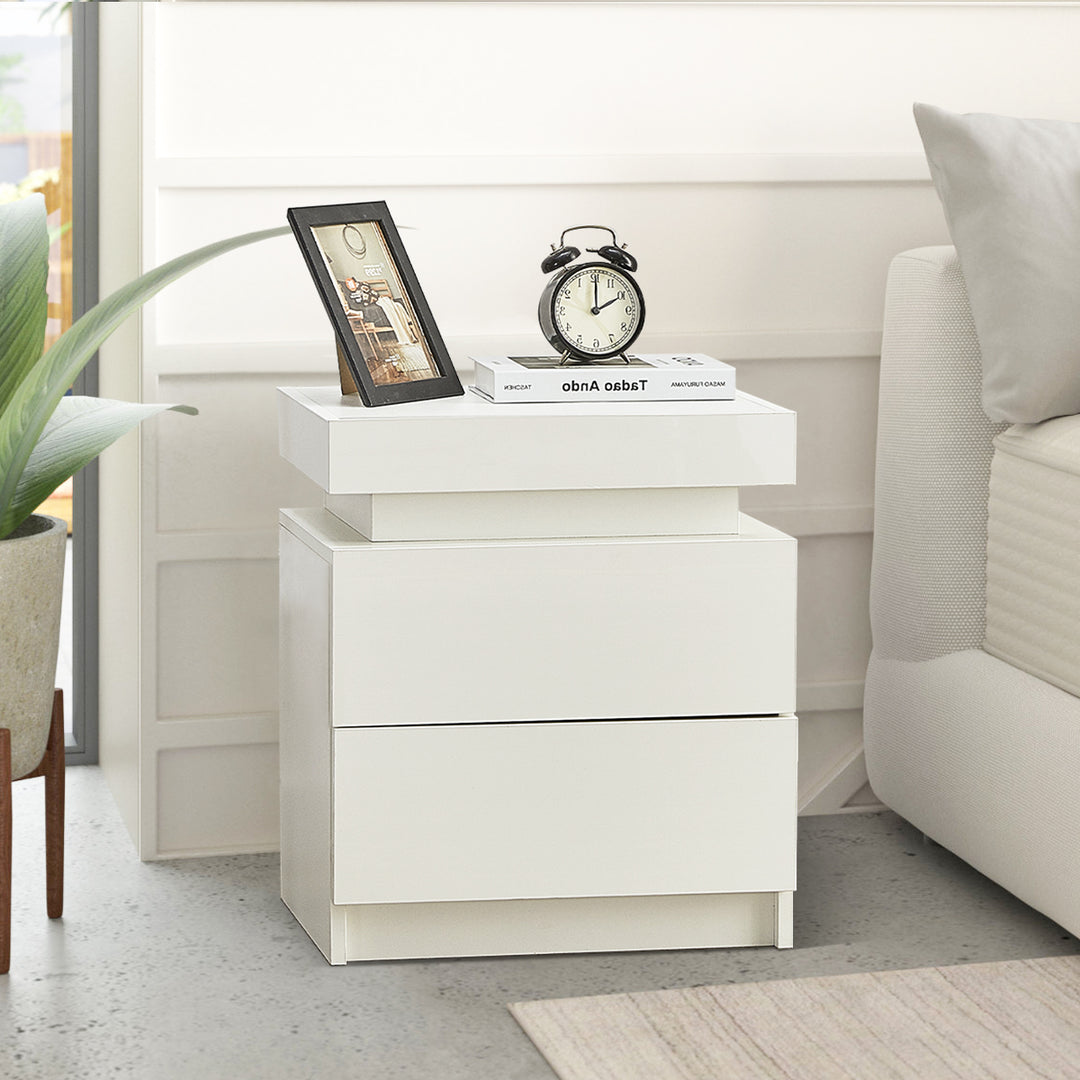 Kumar LED Light Bedside Nightstand [2 Drawers]