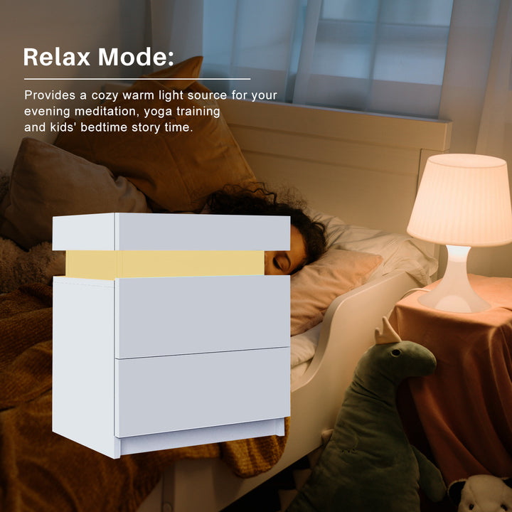 Kumar LED Light Bedside Nightstand [2 Drawers]