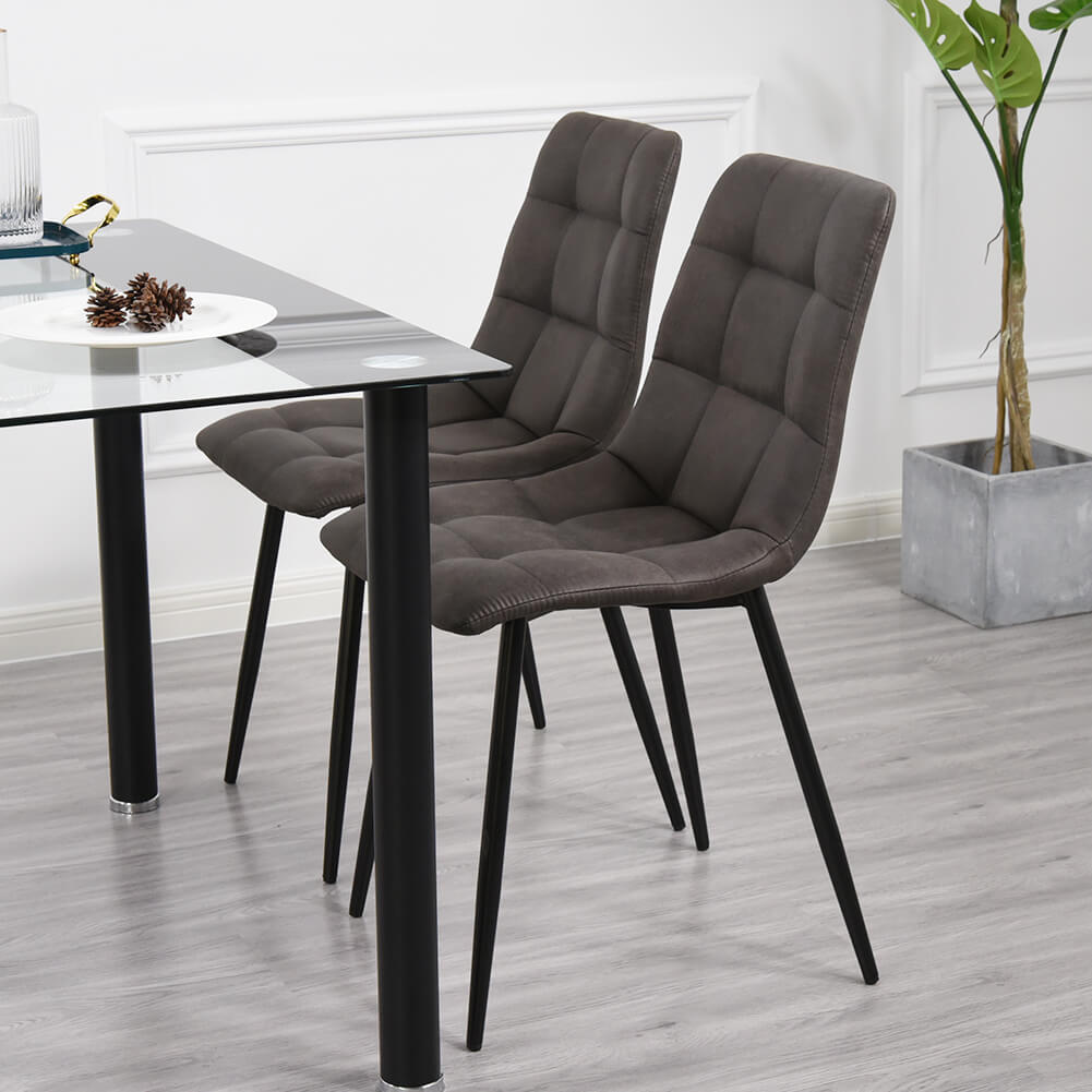 Christie Dining Chairs Grey Faux Suede Metal Legs | CLIPOP