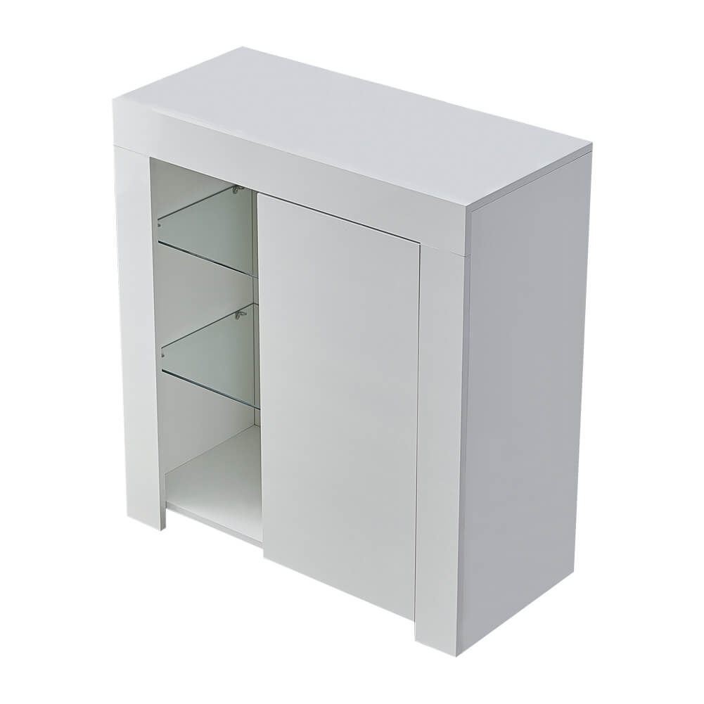 White High Gloss Buffet Cupboard Kitchen Storage Cabinet | CLIPOP