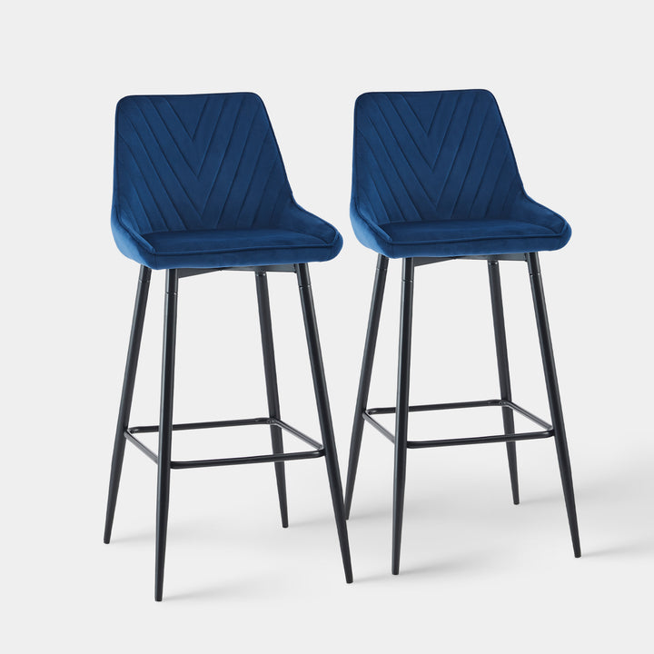 Lourdes Bar Stool [Set of 2][65cm][75cm] [Velvet]