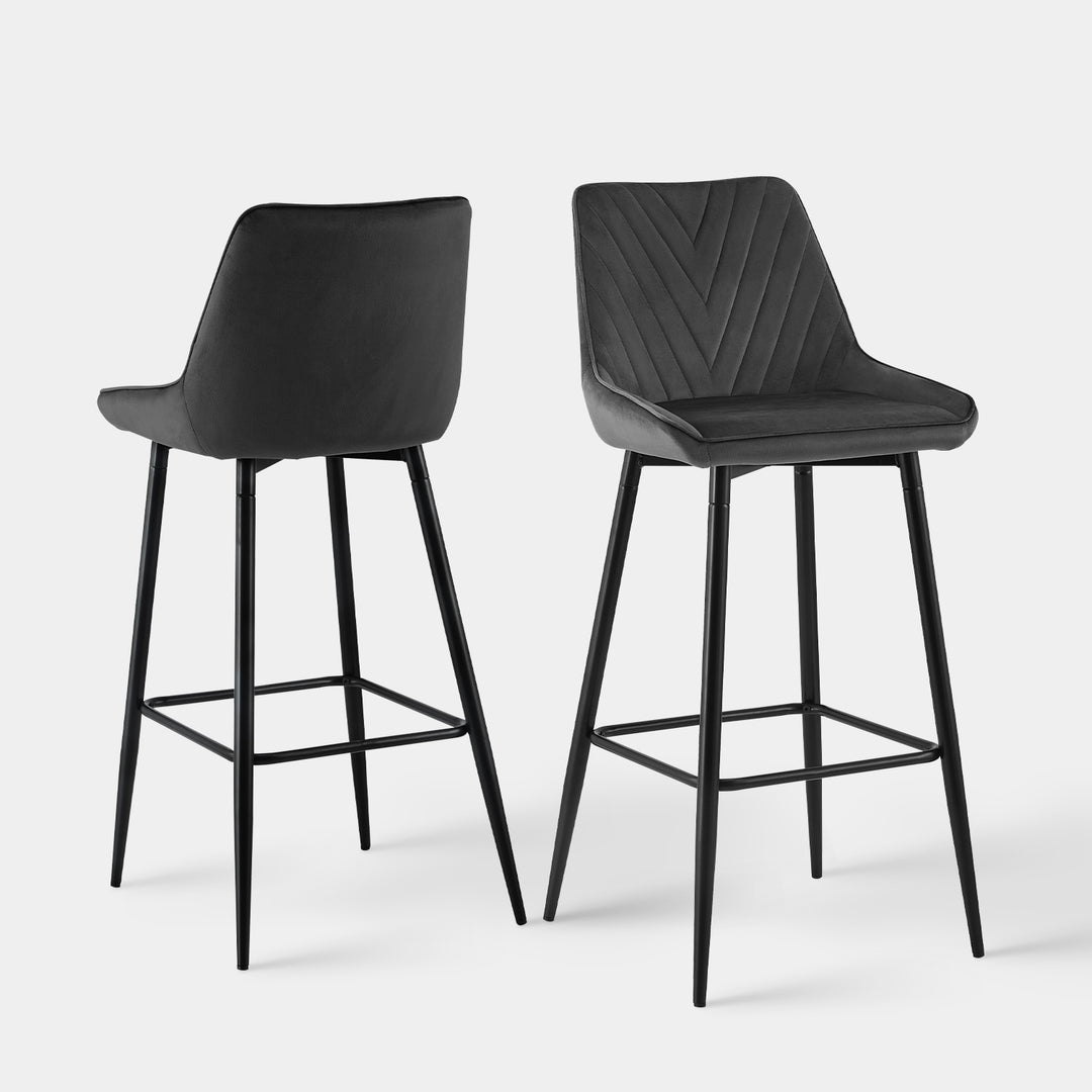 Lourdes Bar Stool [Set of 2][65cm][75cm] [Velvet]