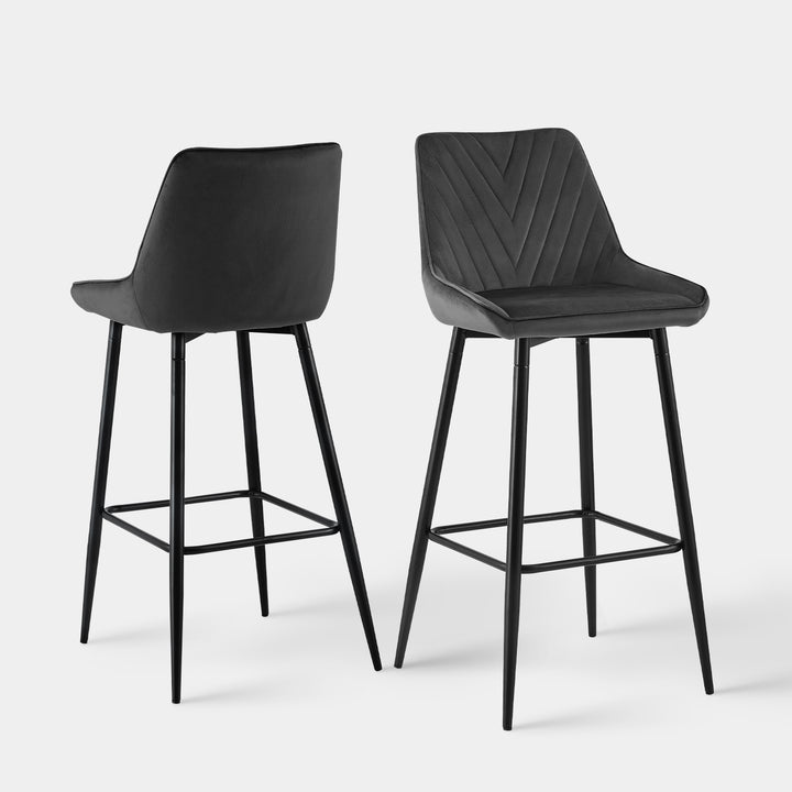 Lourdes Bar Stool [Set of 2][65cm][75cm] [Velvet]